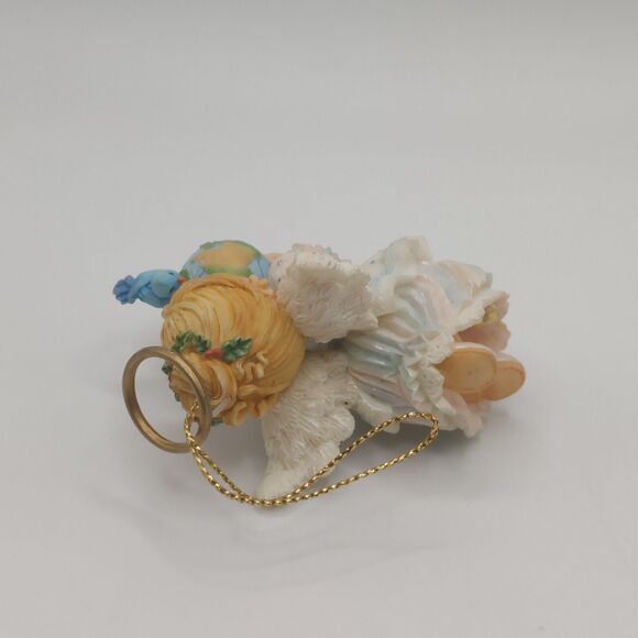 HollyDay Angels Ashton Drake Heirloom Holding Globe w/ Blue Bird Ornament - Picture 3 of 5